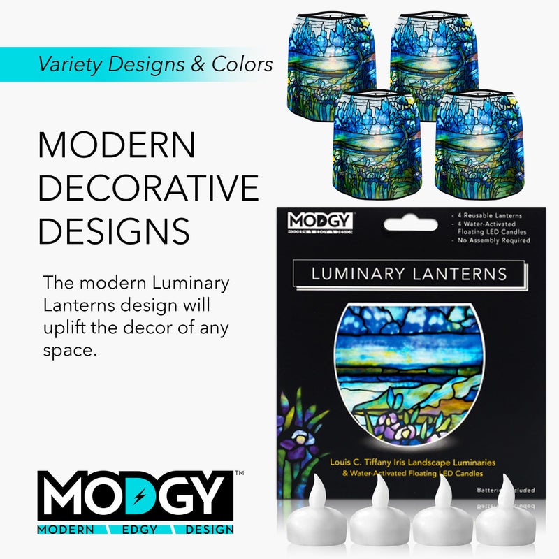 MODGY Luminary Lanterns Floating LED Candles with Batteries Included - Luminaries are Great for Weddings, Parties, Patios & Celebrations of All Kinds (Iris), Pack of 4 - Image 5